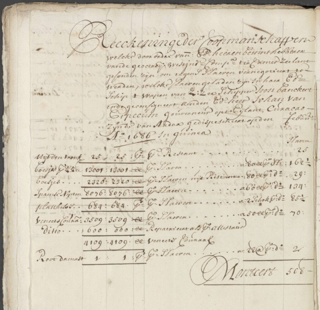 1668 document carried on the WIC ship, Wapen van Amsterdam