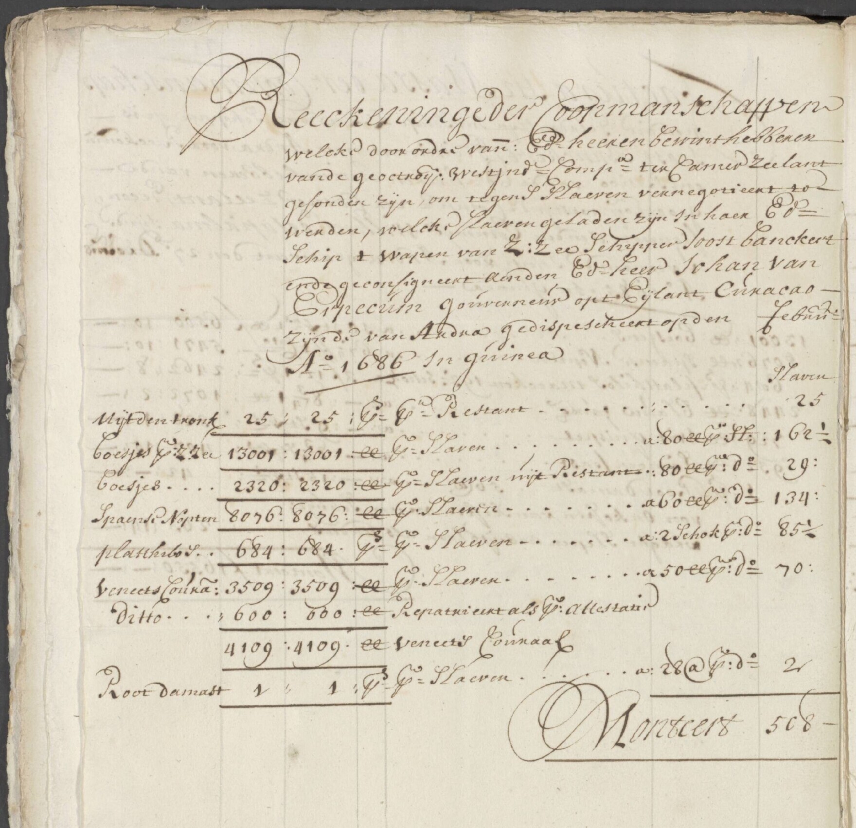 1668 document carried on the WIC ship, Wapen van Amsterdam